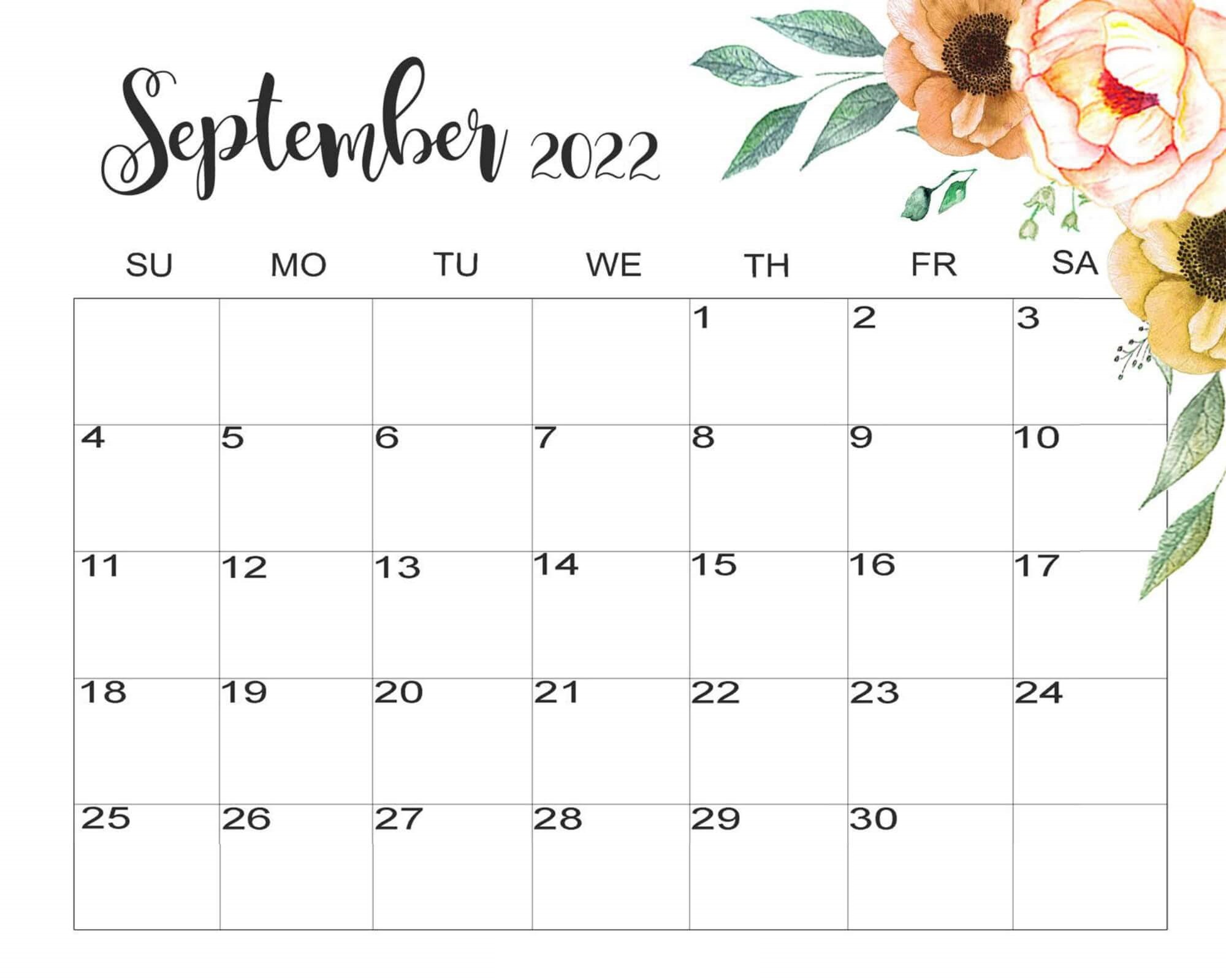 Cute September 2022 Calendar