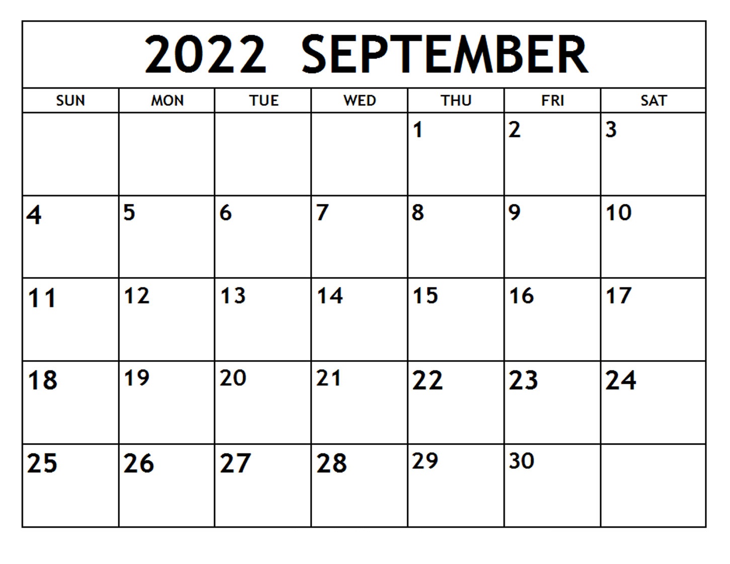 September 2022 Calendar With Holidays Template