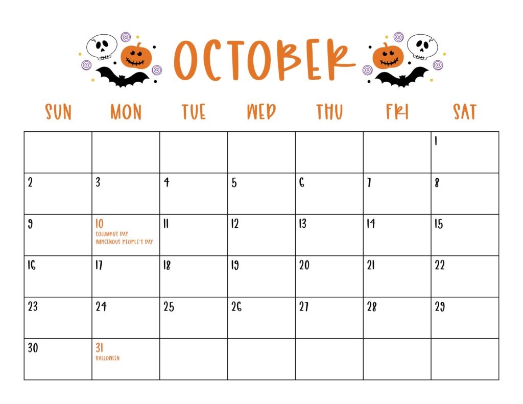 Cute October 2022 Calendar