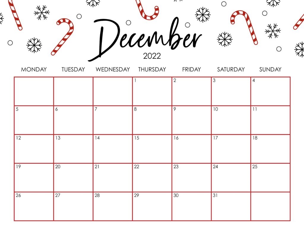 December 2022 Calendar Cute