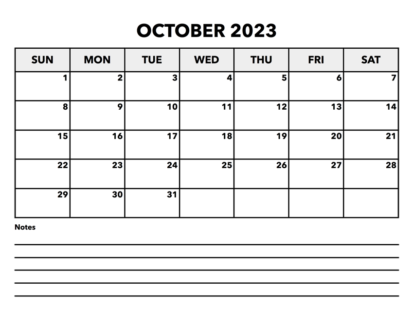 calendar october 2023