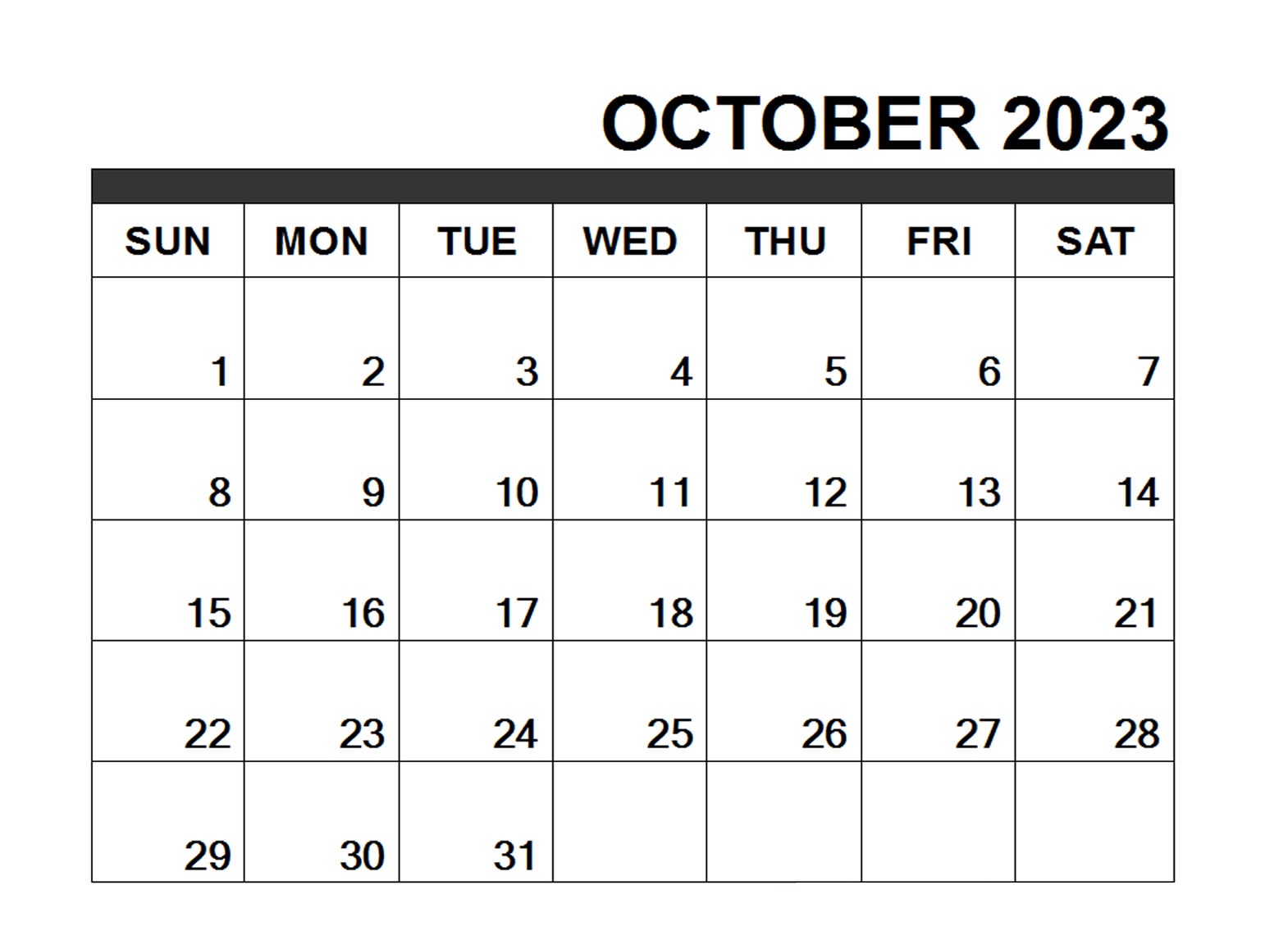 october calendar 2023