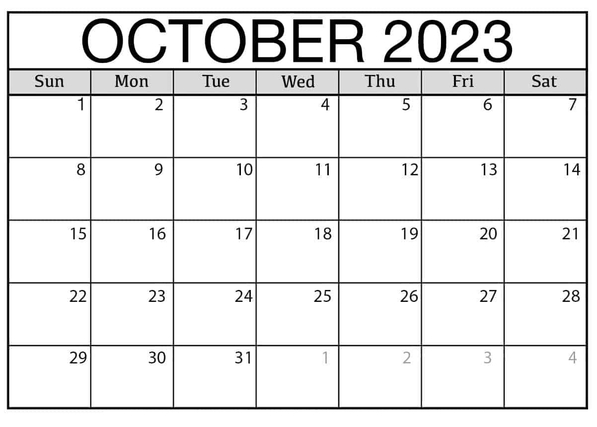 Free Printable October 2023 Calendar 