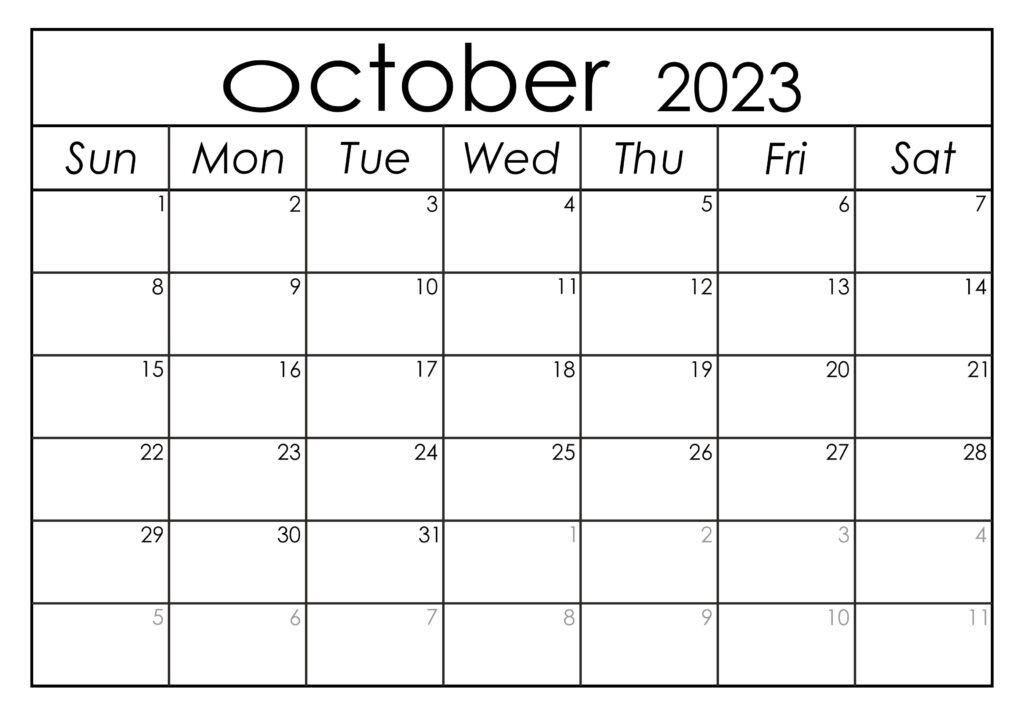 October 2023 Calendar with Festivals
